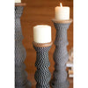 wooden candle holder set black white string patterned