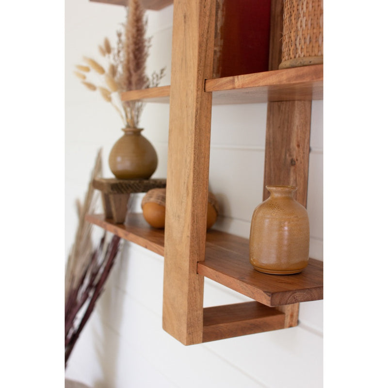 acacia wood three tiered adjustable shelf