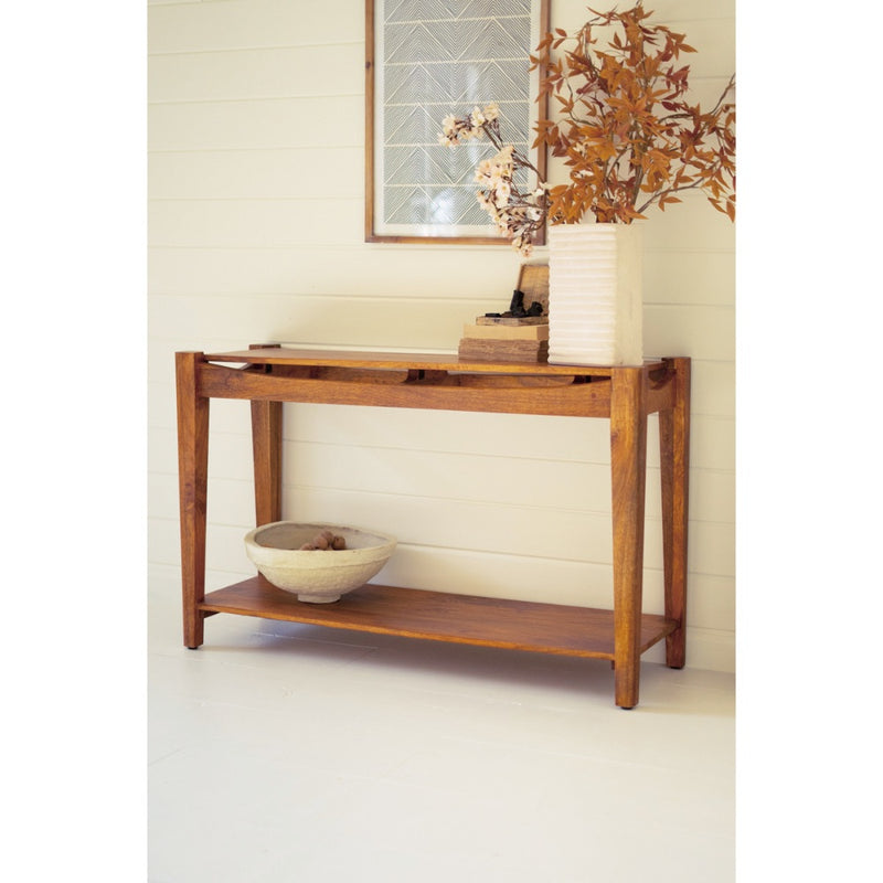 mango wood console table teak finish