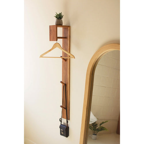 wooden wall closet natural pegs storage