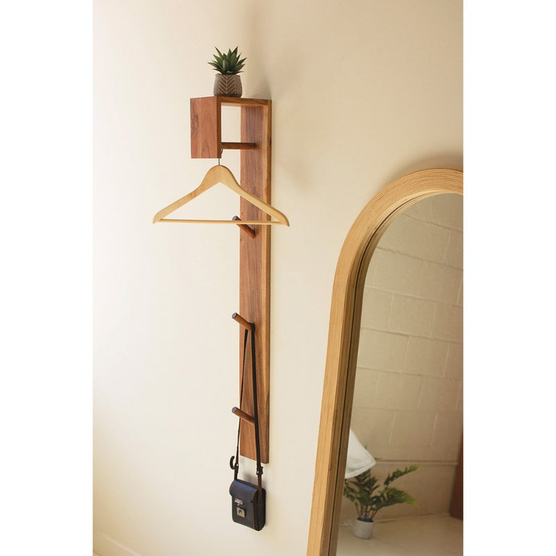 wooden wall closet natural pegs storage