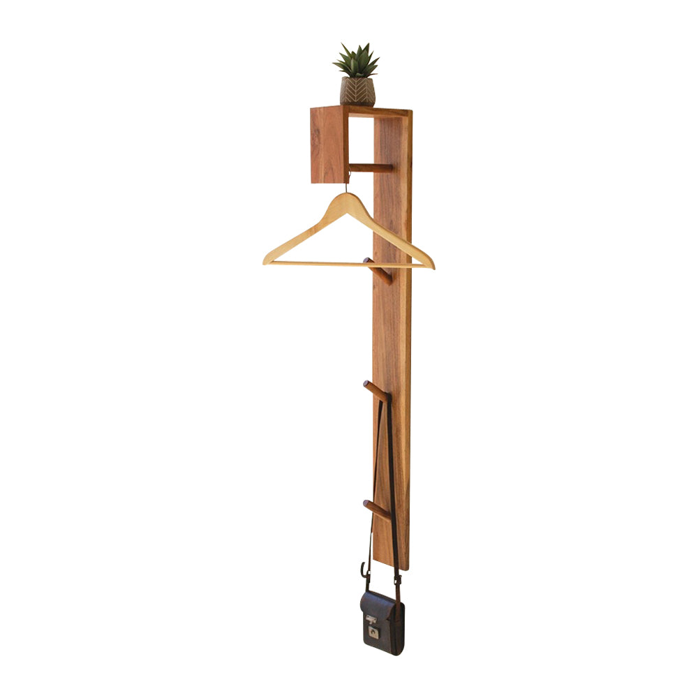wooden wall closet natural pegs storage