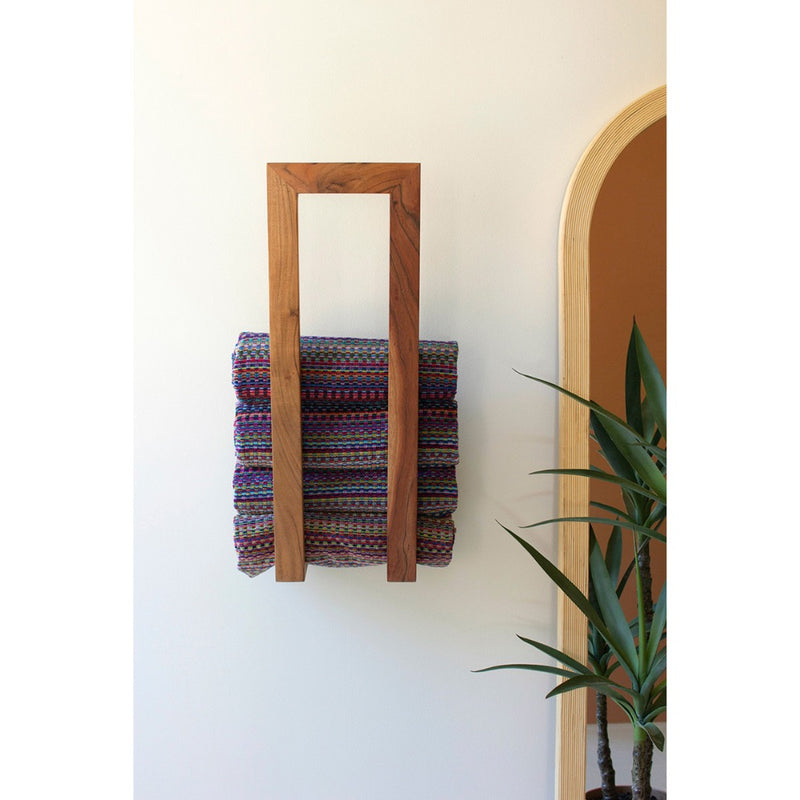 wall towel rack wooden organic modern 