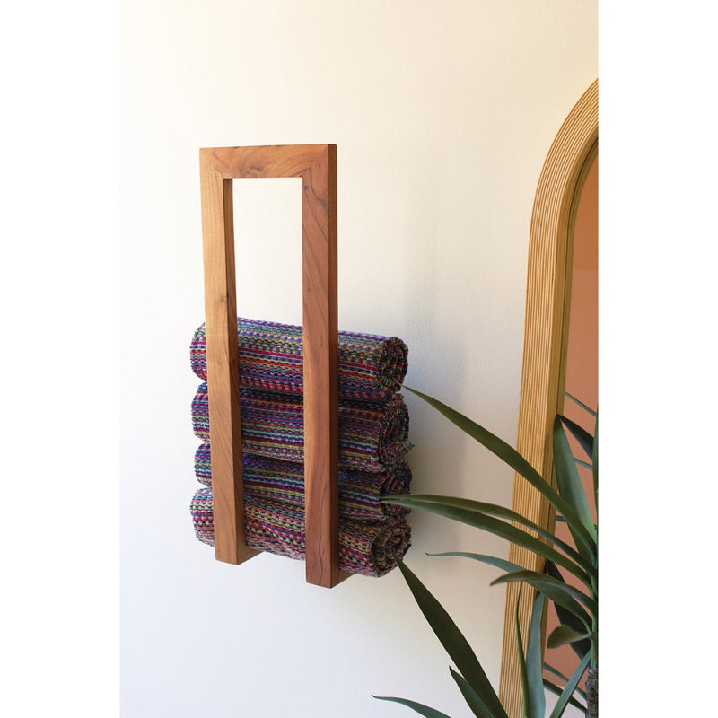 wall towel rack wooden organic modern 