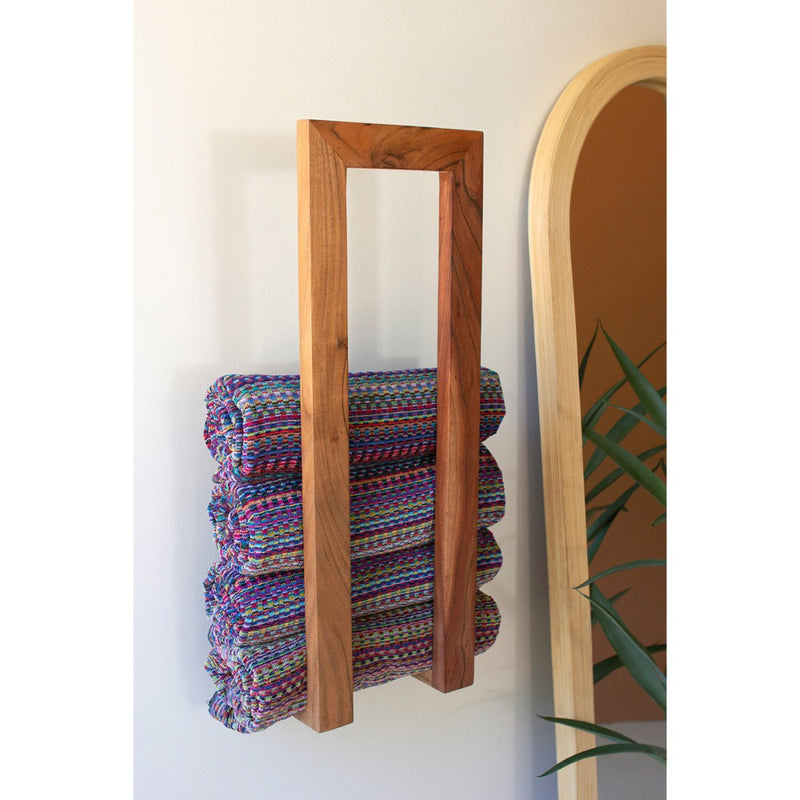 wall towel rack wooden organic modern 