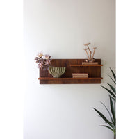 tambour wood shelf brown made in india