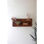 tambour wood shelf brown made in india