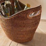 natural woven rattan beverage tub handles lined