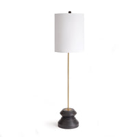 lamp tall narrow turned wood black gold 