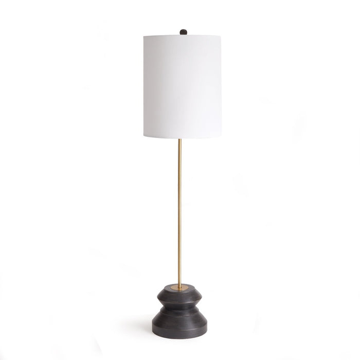 lamp tall narrow turned wood black gold 