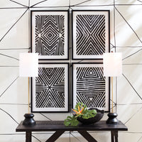 lamp tall narrow turned wood black gold 