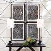 lamp tall narrow turned wood black gold 