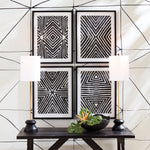 lamp tall narrow turned wood black gold 