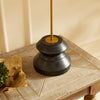 lamp tall narrow turned wood black gold 