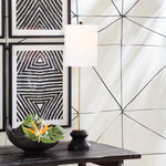lamp tall narrow turned wood black gold 