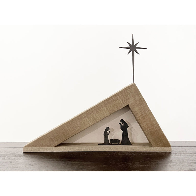 canvas wood nativity Christmas decor