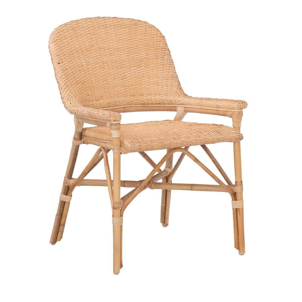 rattan dining arm chair natural concave back