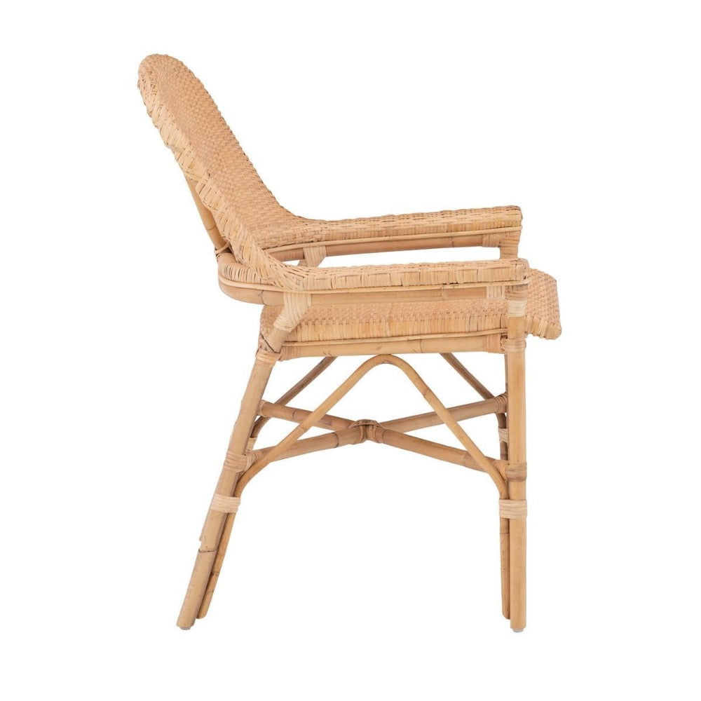 rattan dining arm chair natural concave back