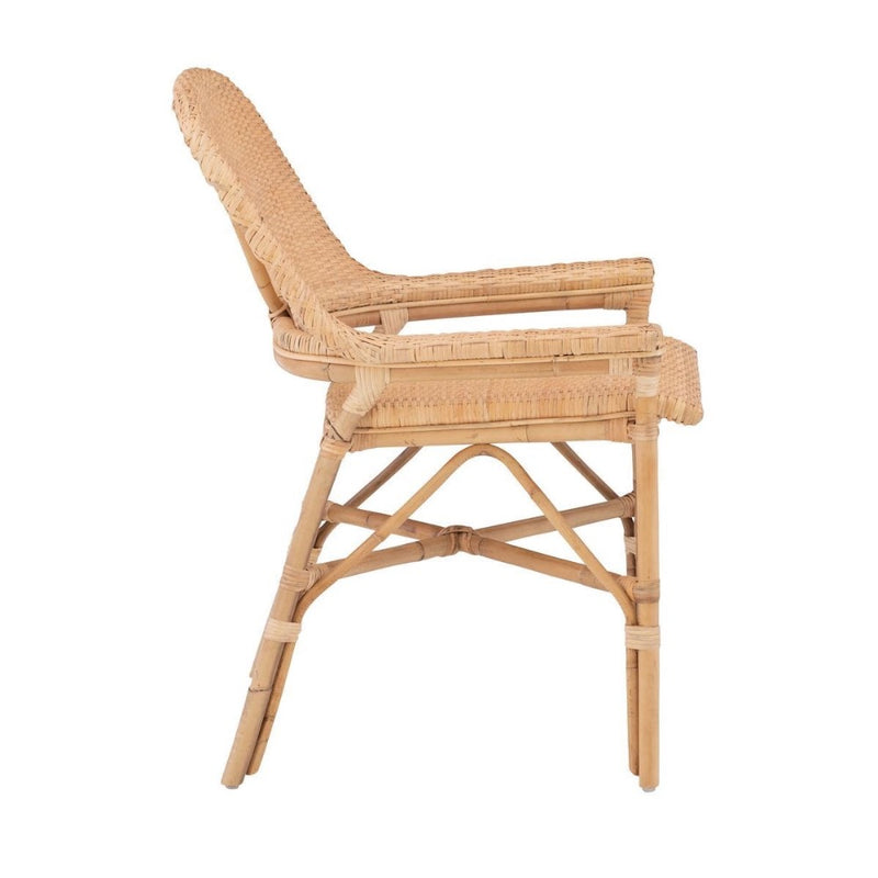 rattan dining arm chair natural concave back