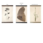 Three Collective Succulents Grand Format Photography Art prints by Barloga Studios with wood hangers: floral (walnut), feather (black), and vine (distressed gold over black) on handmade paper. Custom orders available.