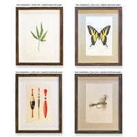 Four framed artworks including Collective Hydrangeas by Barloga Studios, with archival wood frames and mats.