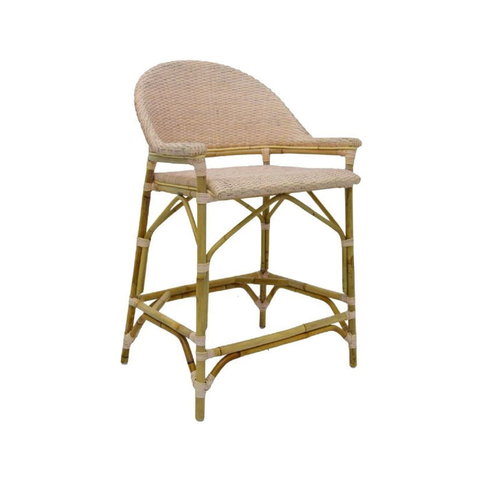 counter stool blush pink rattan back arms