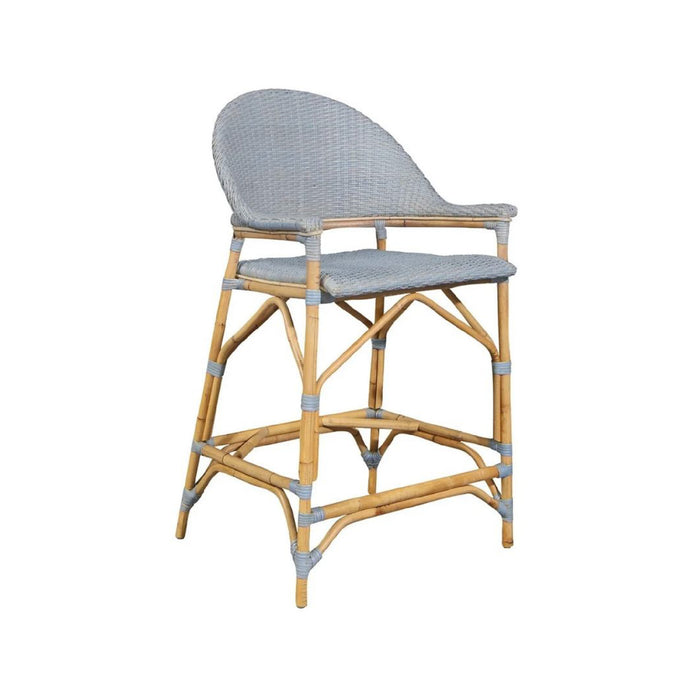 Unique light blue and tan wood stool
