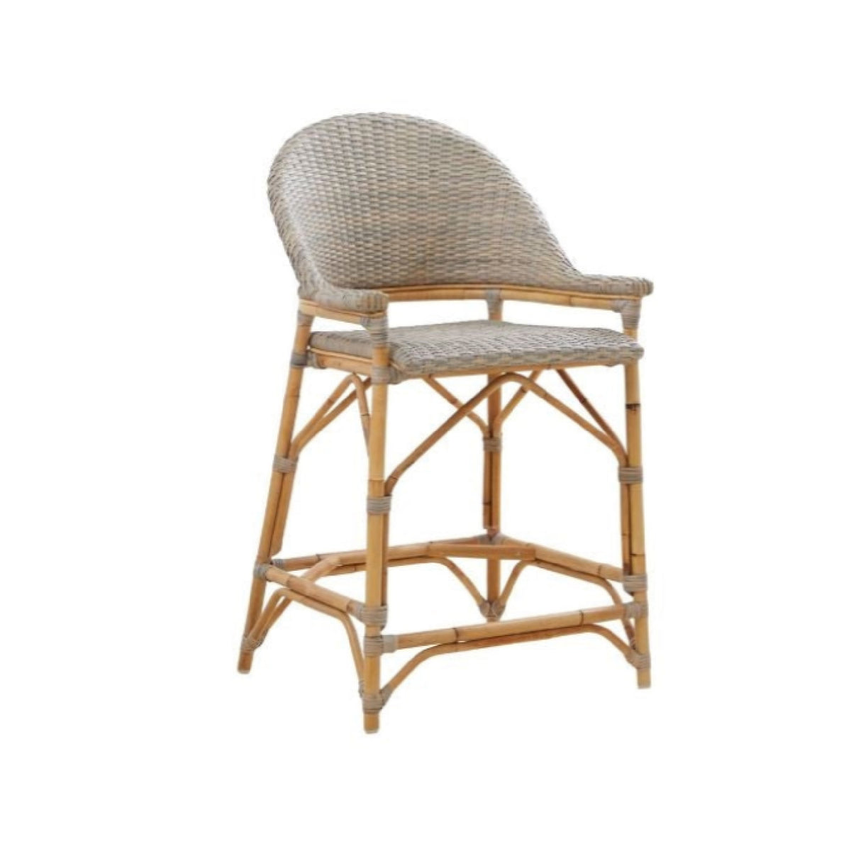 wood woven counter stool gray natural