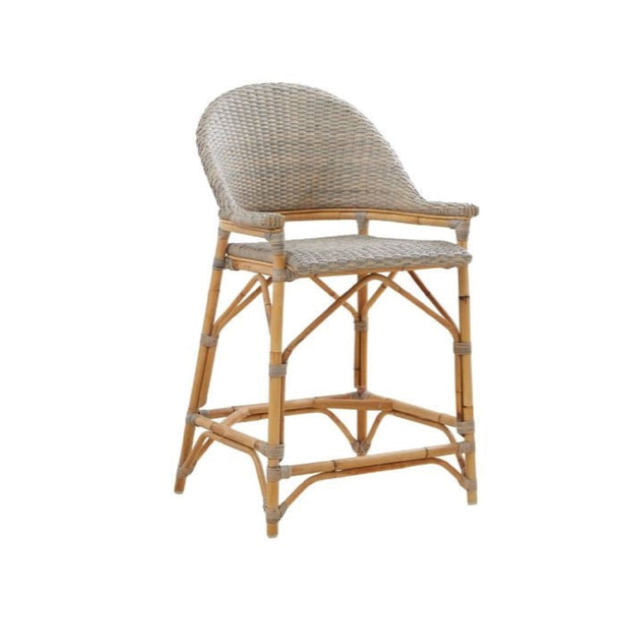 wood woven counter stool gray natural