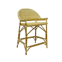 counter stool natural rattan back arms