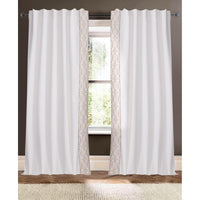 ivory linen blend drapery panels neutral rope embellishment edge
