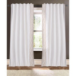ivory linen blend drapery panels neutral rope embellishment edge