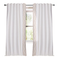 ivory linen blend drapery panels neutral rope embellishment edge