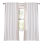 ivory linen blend drapery panels neutral rope embellishment edge