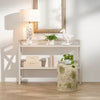 set 2 natural white stripe raffia boxes