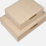 set 2 natural white stripe raffia boxes