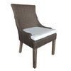 chair brown woven curved back white seat cushion wood legs Padma's Plantation