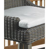 barstool brown woven curved back white seat cushion wood legs Padma's Plantation