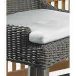 barstool brown woven curved back white seat cushion wood legs Padma's Plantation