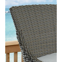 barstool brown woven curved back white seat cushion wood legs Padma's Plantation