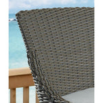 chair brown woven curved back white seat cushion wood legs Padma's Plantation
