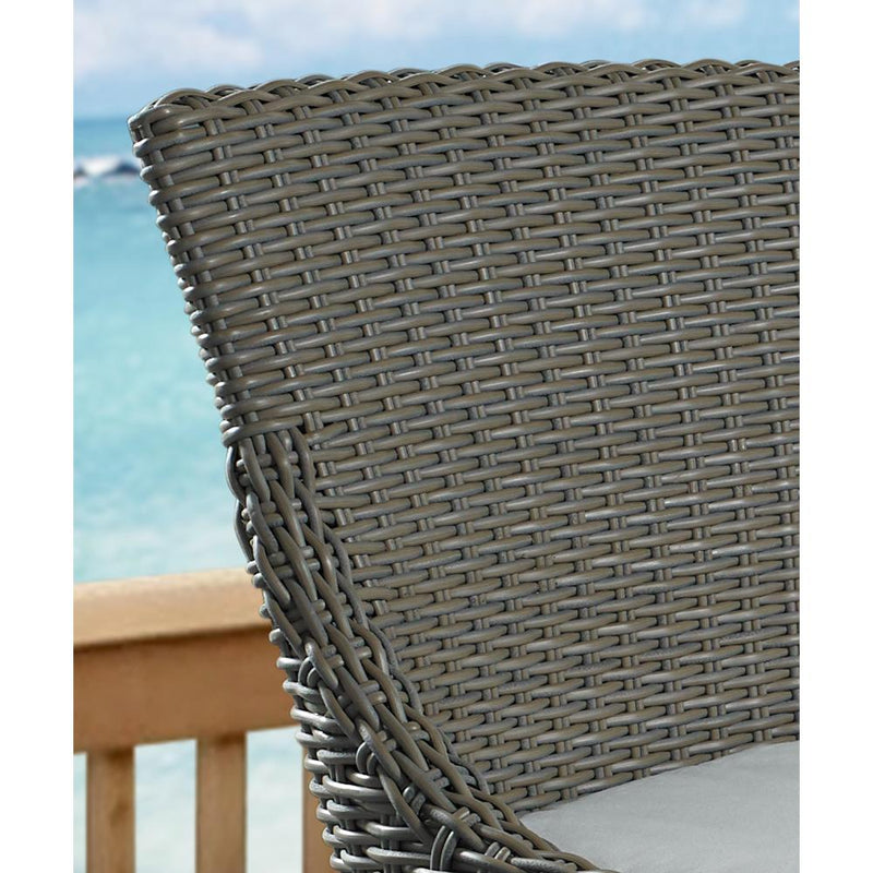 barstool brown woven curved back white seat cushion wood legs Padma's Plantation