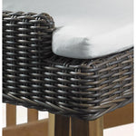 outdoor counter stool brown/black crocodile wicker rattan white cushion