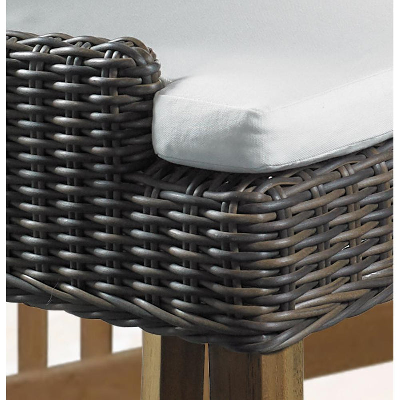 outdoor counter stool brown/black crocodile wicker rattan white cushion