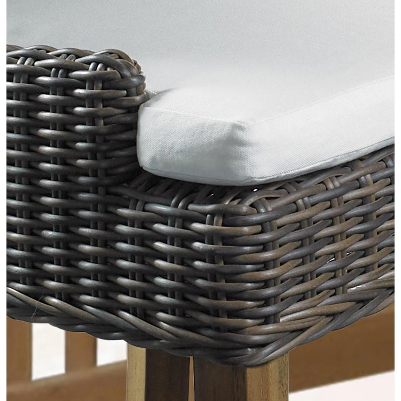 outdoor counter stool brown/black crocodile wicker rattan white cushion