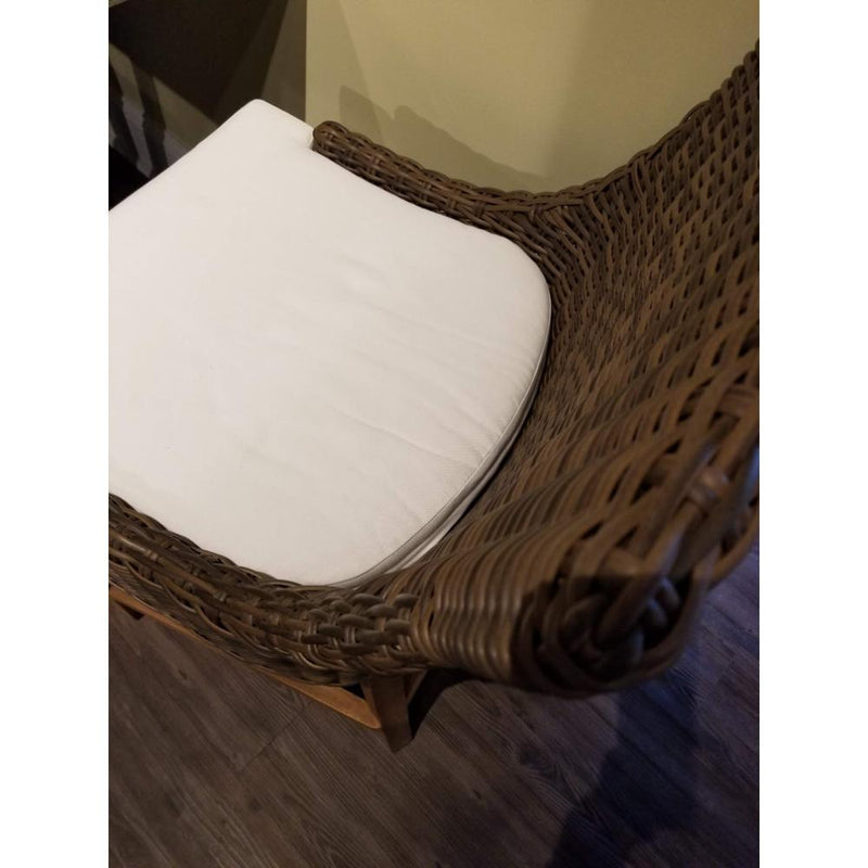 outdoor counter stool brown/black crocodile wicker rattan white cushion