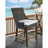 outdoor counter stool brown/black crocodile wicker rattan white cushion