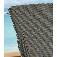 counter stool brown woven curved back white seat cushion wood legs Padma's Plantation