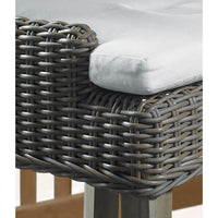 counter stool brown woven curved back white seat cushion wood legs Padma's Plantation