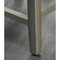 counter stool brown woven curved back white seat cushion wood legs Padma's Plantation